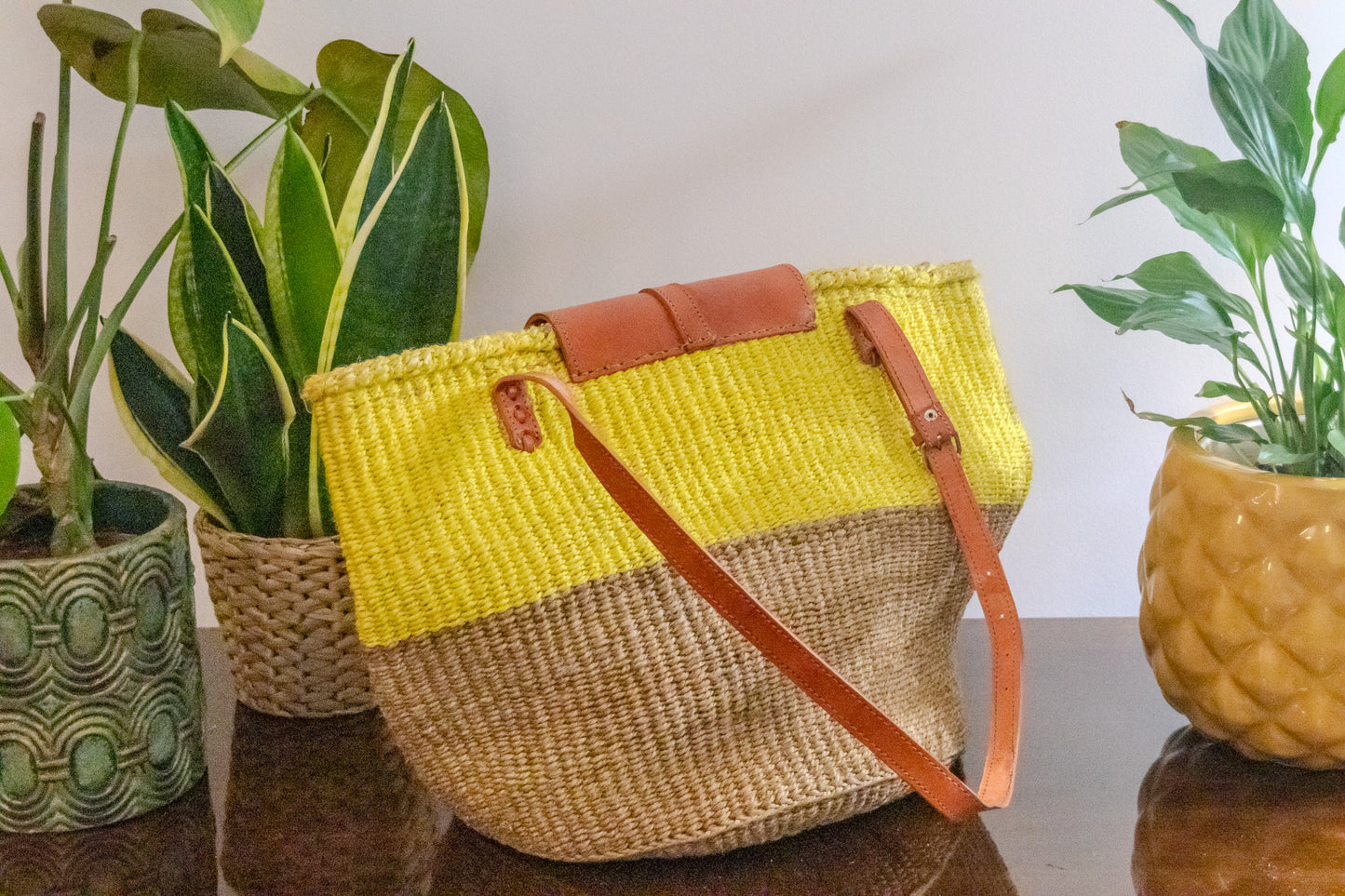 Woven Kiondo Tote Bag - Large (Handwoven African Bag | Boho Gift for Her | Eco-Friendly Summer)