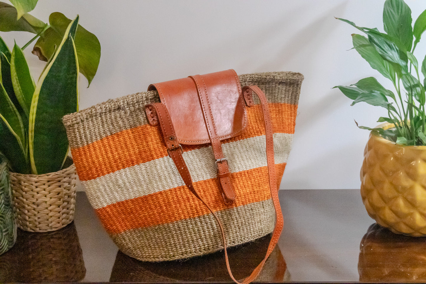 Woven Kiondo Tote Bag - Large (Handwoven African Bag | Boho Gift for Her | Eco-Friendly Summer)
