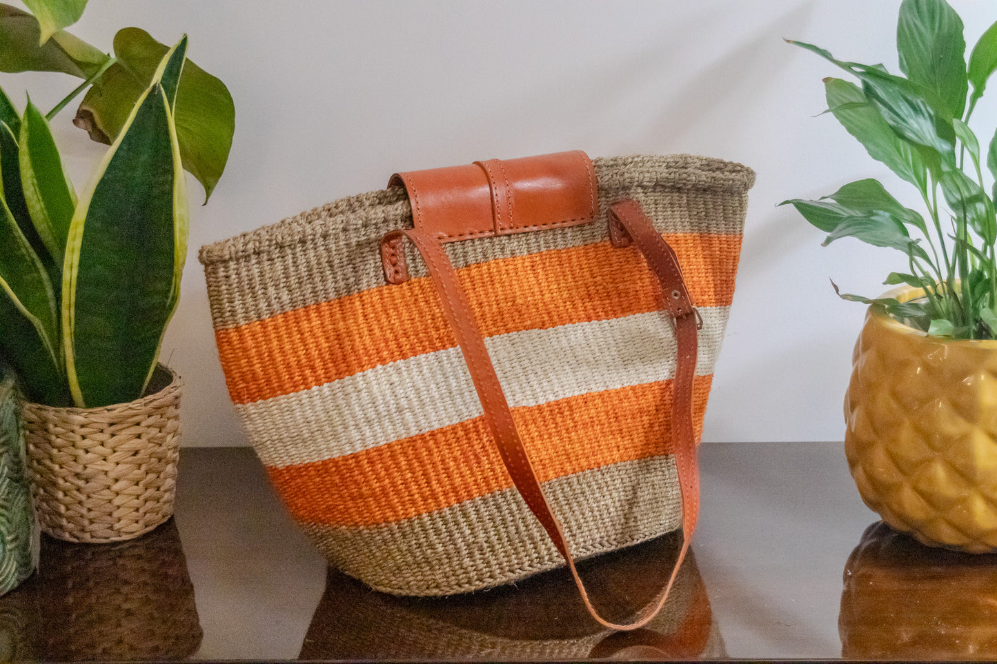 Woven Kiondo Tote Bag - Large (Handwoven African Bag | Boho Gift for Her | Eco-Friendly Summer)