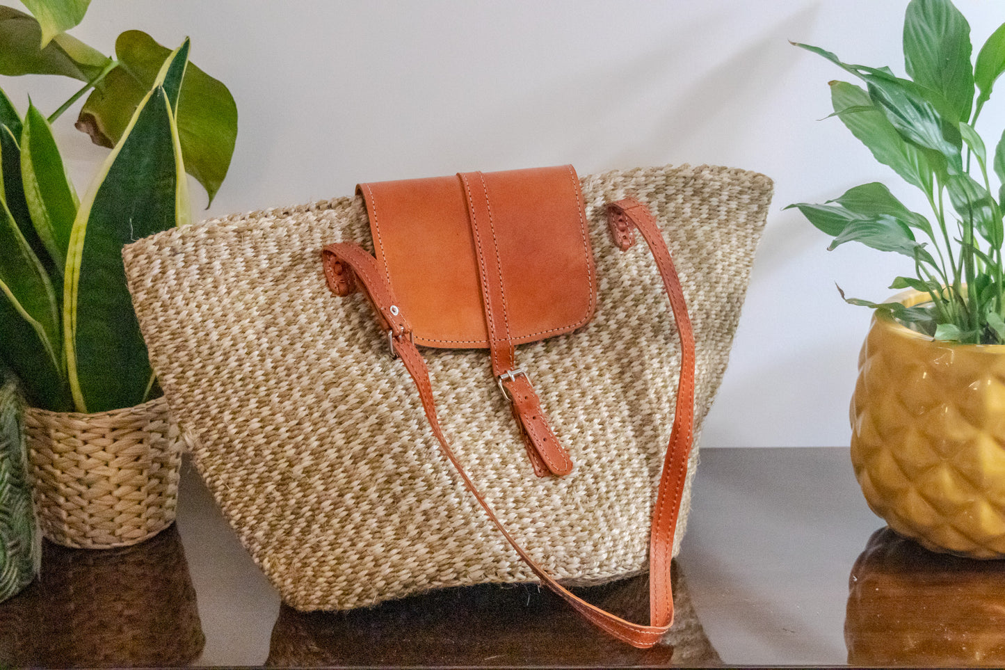 Woven Kiondo Tote Bag - Large (Handwoven African Bag | Boho Gift for Her | Eco-Friendly Summer)