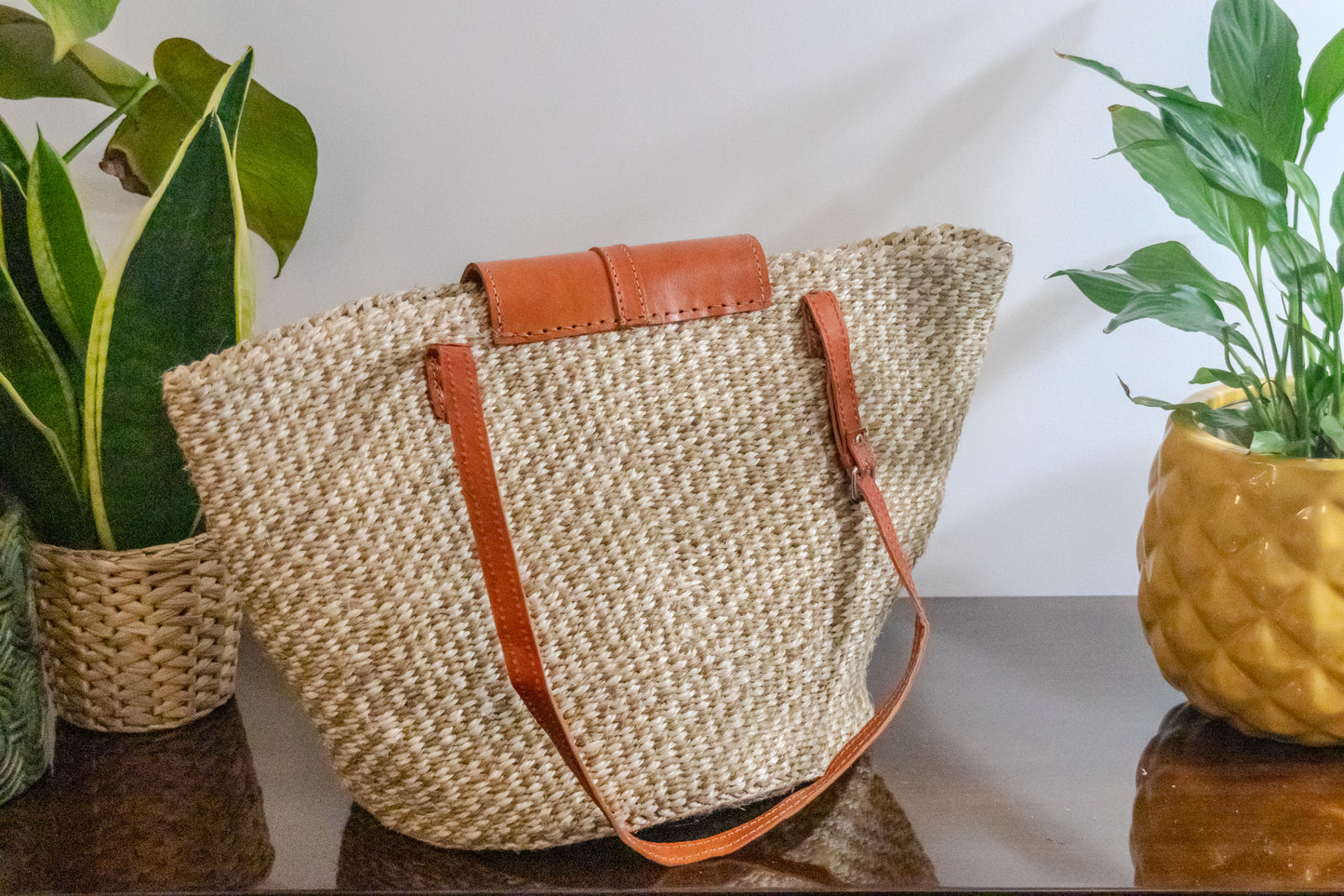 Woven Kiondo Tote Bag - Large (Handwoven African Bag | Boho Gift for Her | Eco-Friendly Summer)
