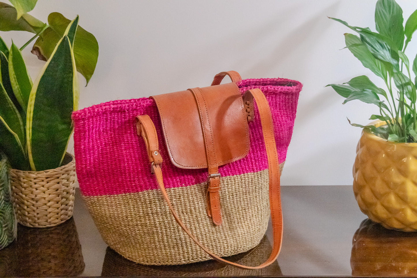 Woven Kiondo Tote Bag - Large (Handwoven African Bag | Boho Gift for Her | Eco-Friendly Summer)