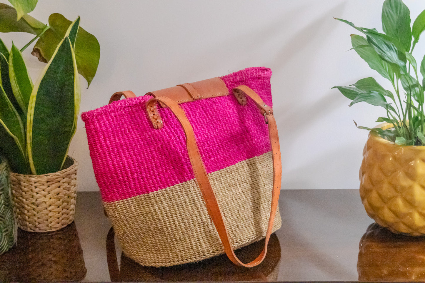Woven Kiondo Tote Bag - Large (Handwoven African Bag | Boho Gift for Her | Eco-Friendly Summer)
