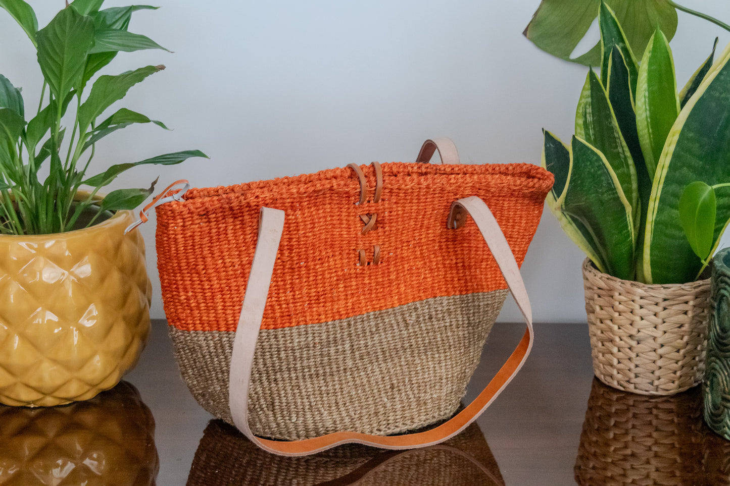 Woven Kiondo Tote Bag- Medium (Handwoven African Bag | Boho Gift for Her | Eco-Friendly Summer)