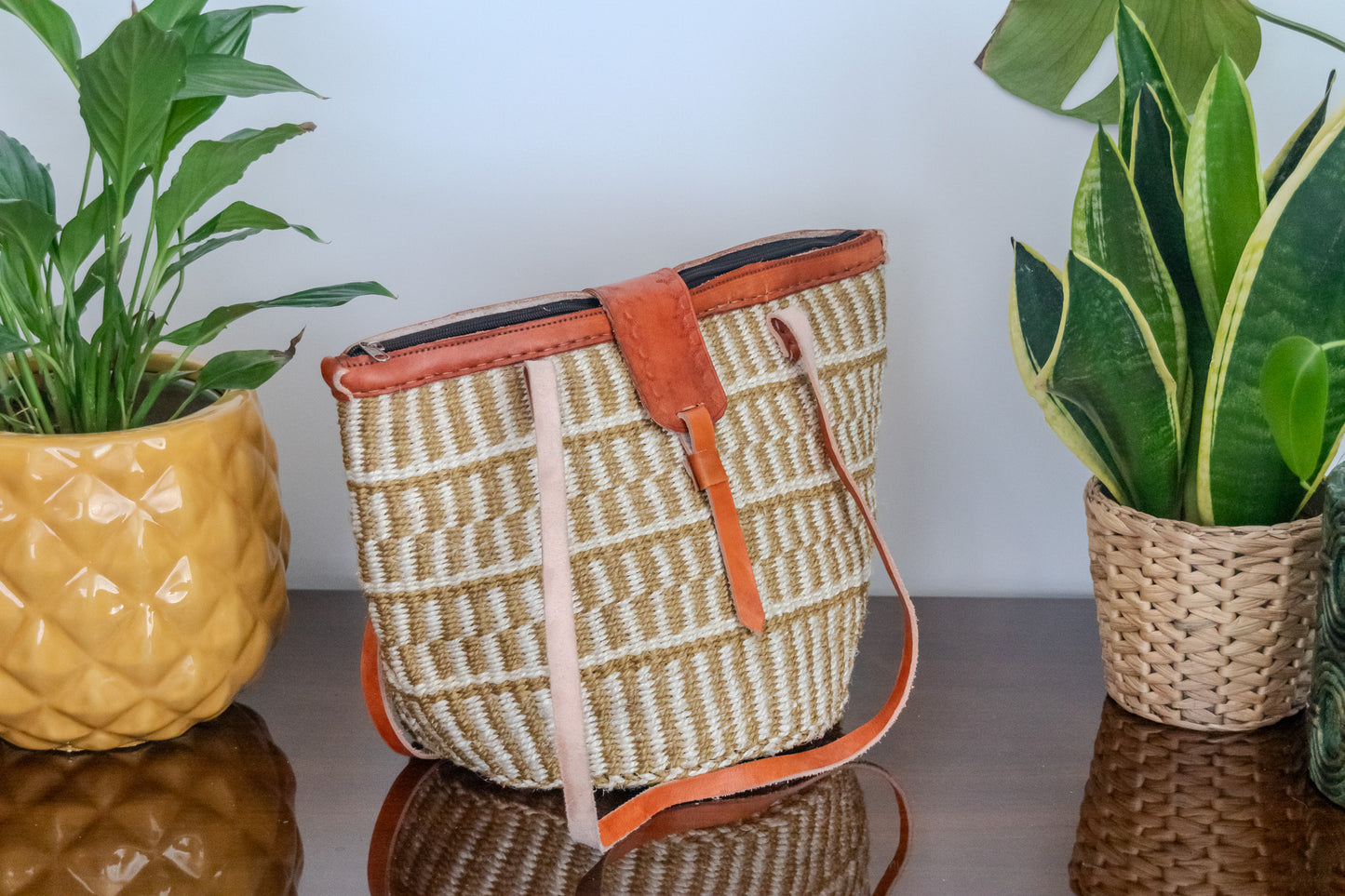 Woven Kiondo Tote Bag- Medium (Handwoven African Bag | Boho Gift for Her | Eco-Friendly Summer)