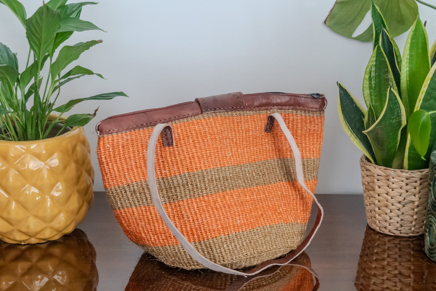 Woven Kiondo Tote Bag- Medium (Handwoven African Bag | Boho Gift for Her | Eco-Friendly Summer)