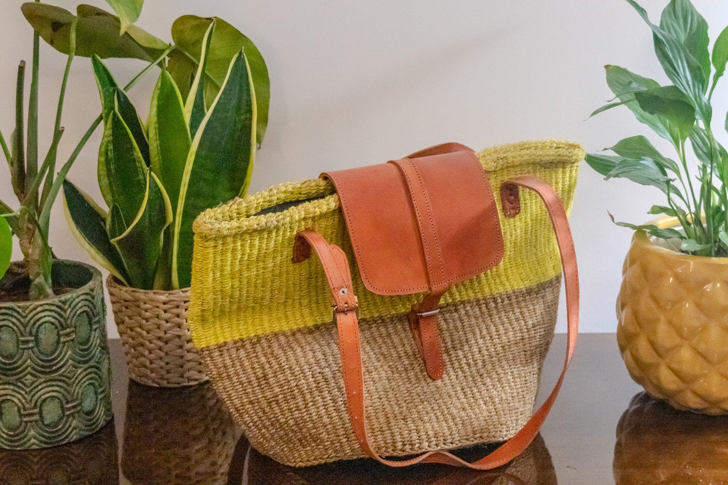 Woven Kiondo Tote Bag - Large (Handwoven African Bag | Boho Gift for Her | Eco-Friendly Summer)