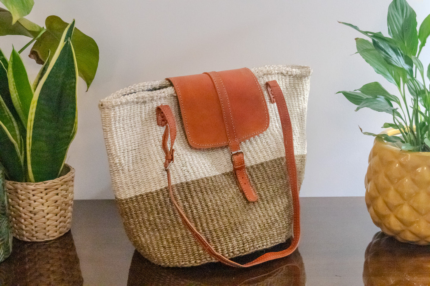 Woven Kiondo Tote Bag - Large (Handwoven African Bag | Boho Gift for Her | Eco-Friendly Summer)