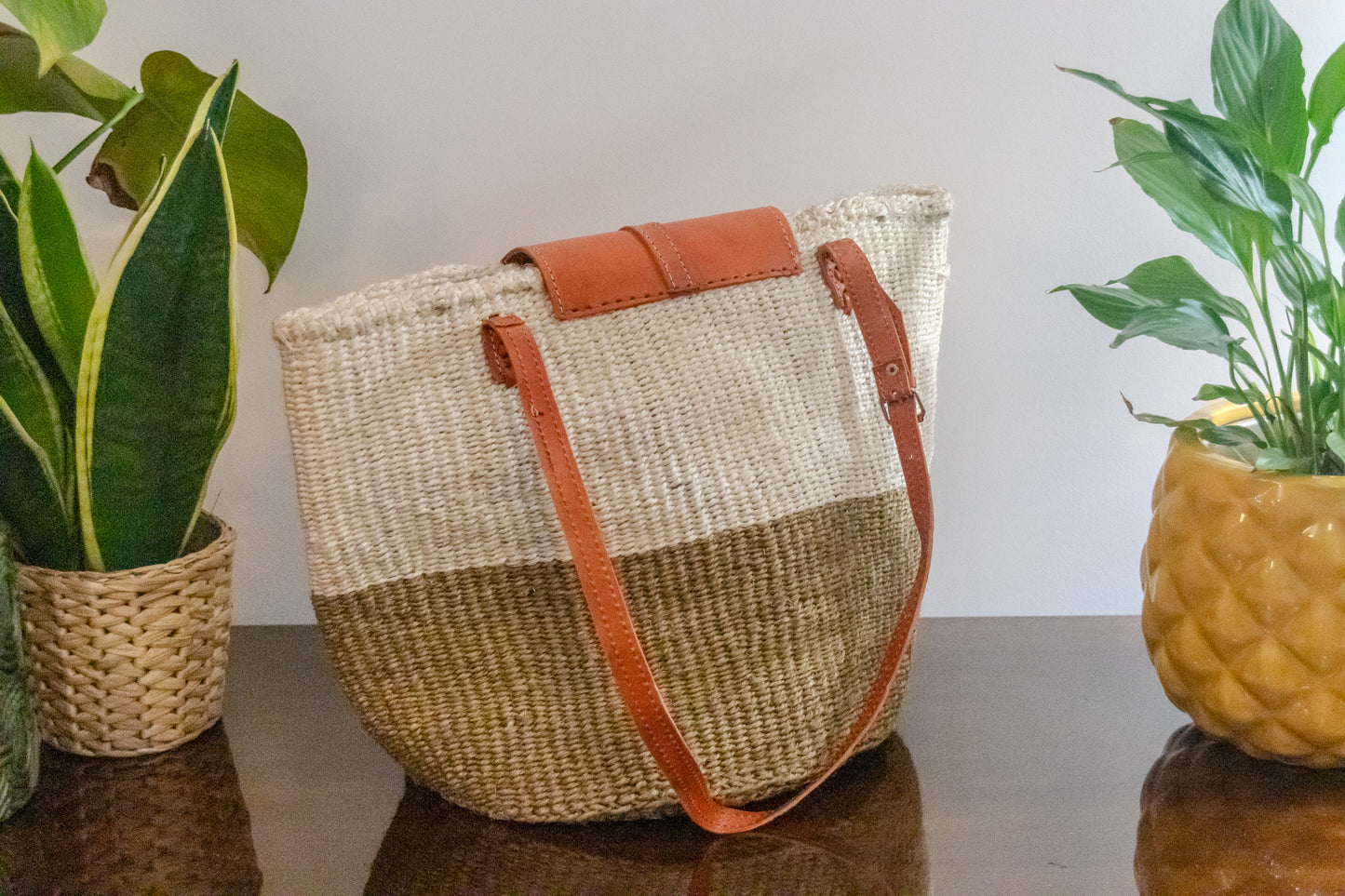 Woven Kiondo Tote Bag - Large (Handwoven African Bag | Boho Gift for Her | Eco-Friendly Summer)