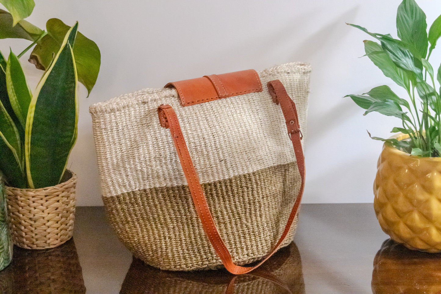 Woven Kiondo Tote Bag - Large (Handwoven African Bag | Boho Gift for Her | Eco-Friendly Summer)