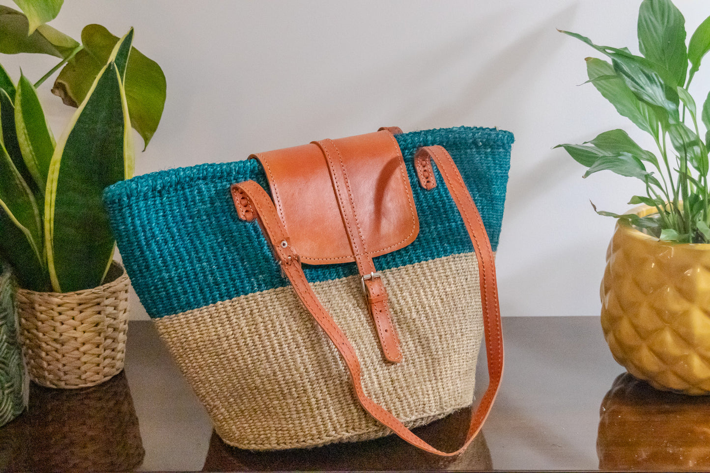 Woven Kiondo Tote Bag - Large (Handwoven African Bag | Boho Gift for Her | Eco-Friendly Summer)