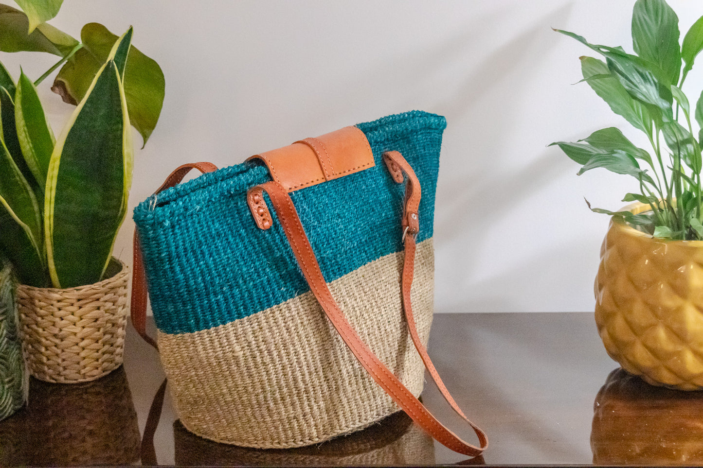 Woven Kiondo Tote Bag - Large (Handwoven African Bag | Boho Gift for Her | Eco-Friendly Summer)