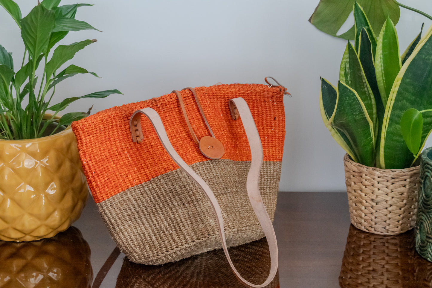 Woven Kiondo Tote Bag- Medium (Handwoven African Bag | Boho Gift for Her | Eco-Friendly Summer)