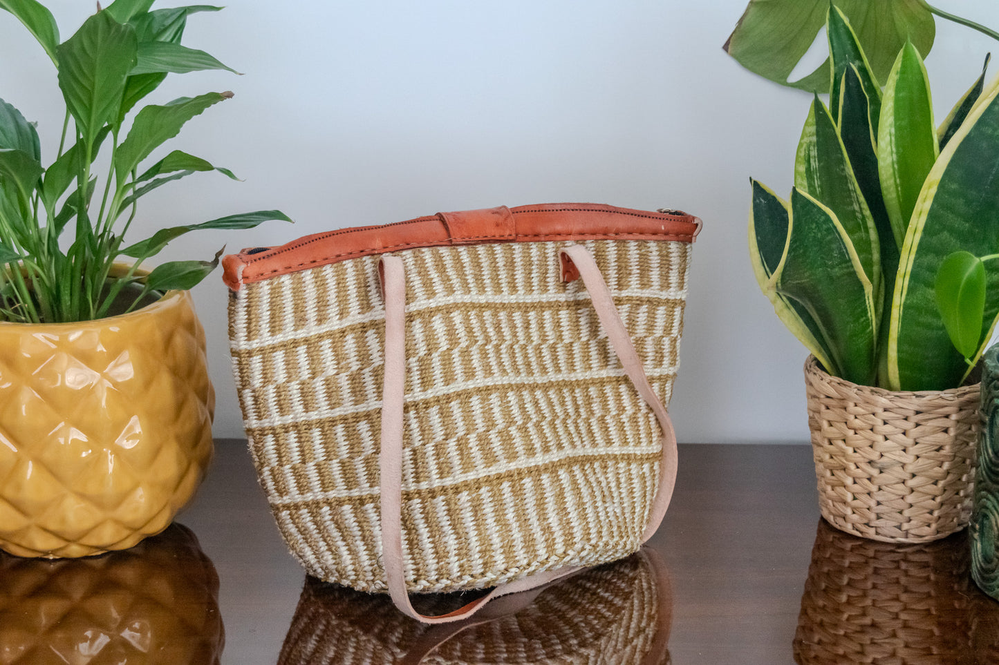 Woven Kiondo Tote Bag- Medium (Handwoven African Bag | Boho Gift for Her | Eco-Friendly Summer)