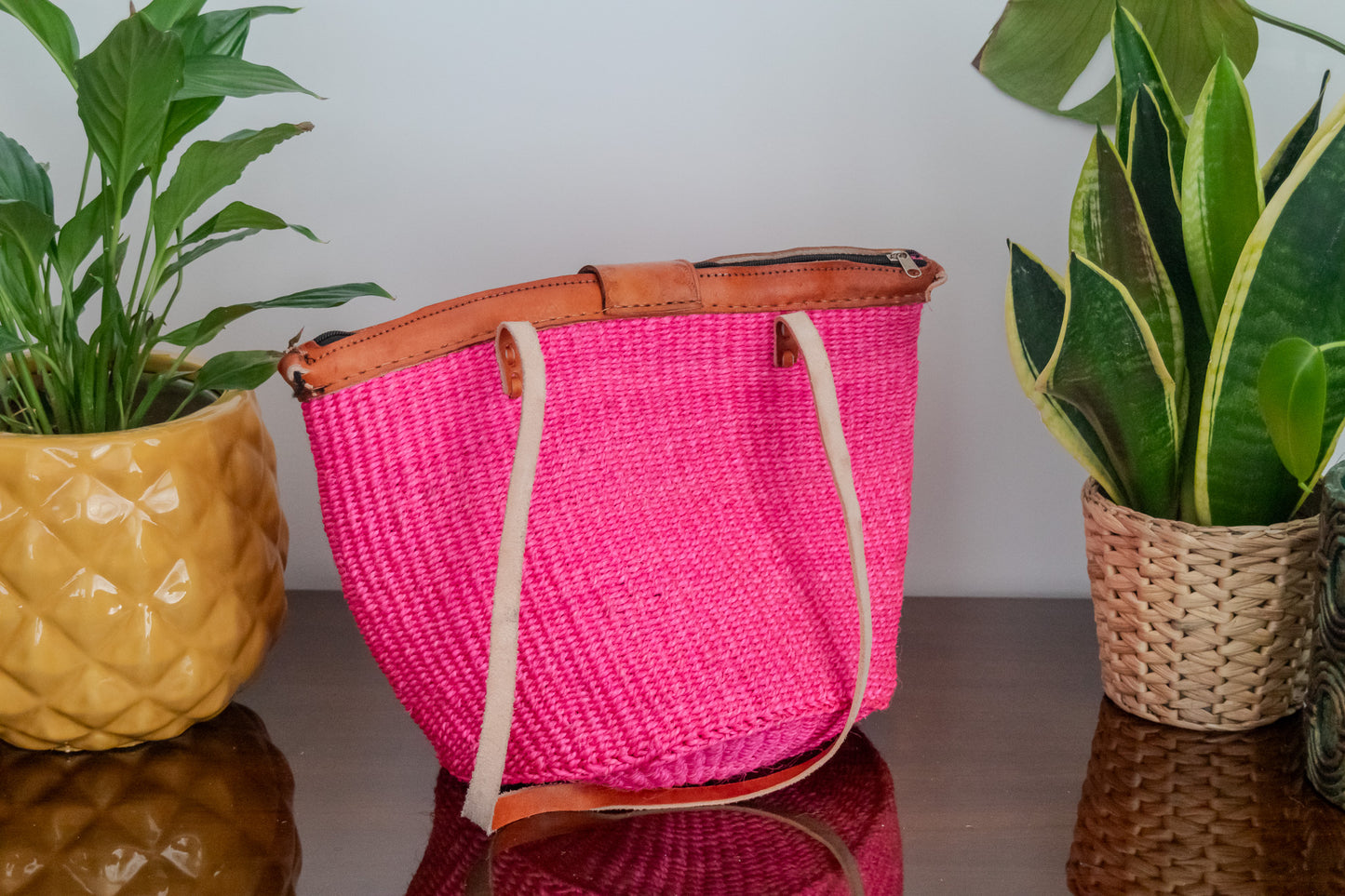 Woven Kiondo Tote Bag- Medium (Handwoven African Bag | Boho Gift for Her | Eco-Friendly Summer)