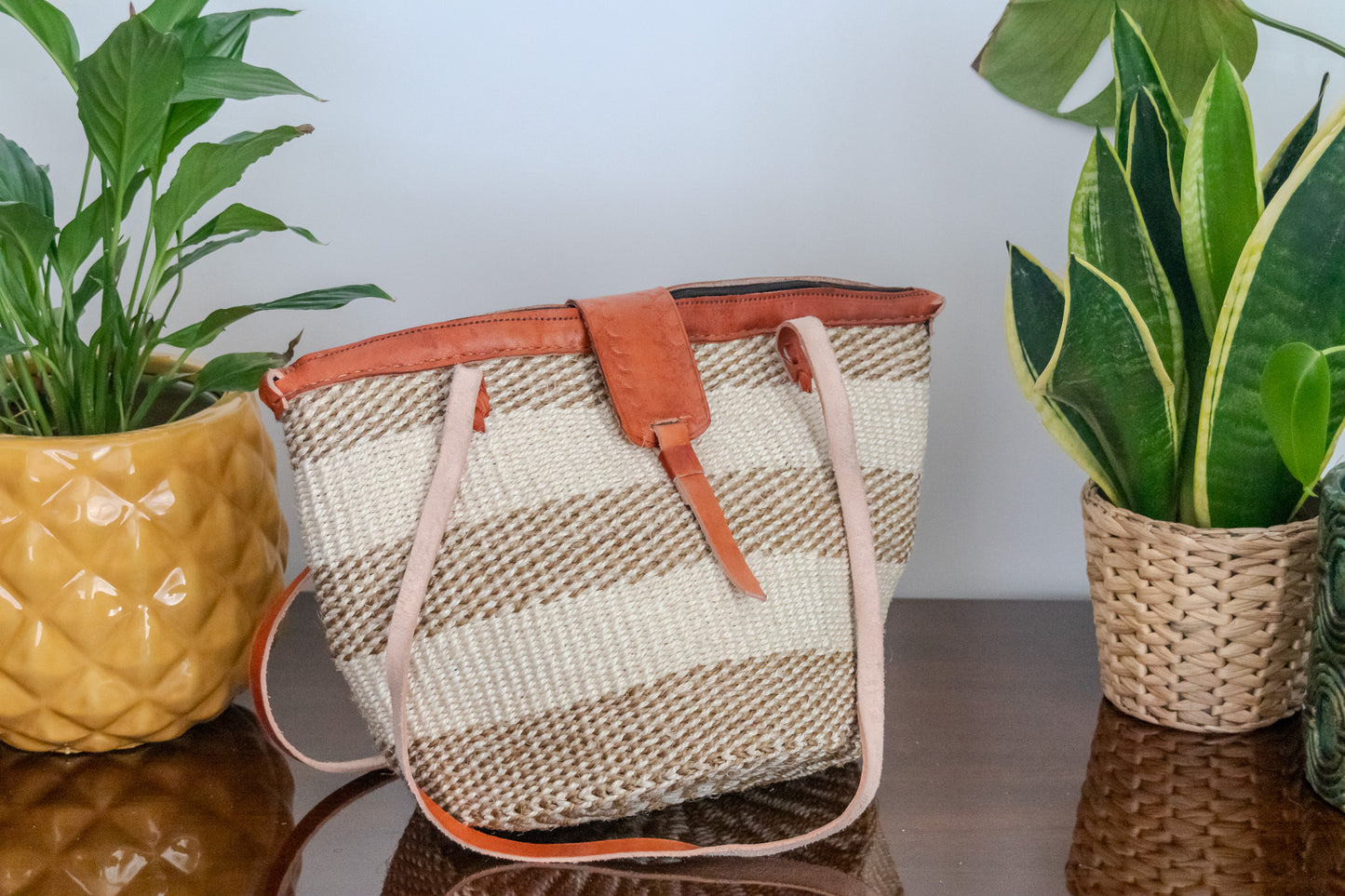 Woven Kiondo Tote Bag- Medium (Handwoven African Bag | Boho Gift for Her | Eco-Friendly Summer)