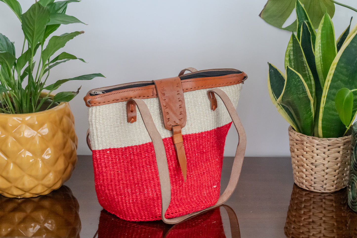 Woven Kiondo Tote Bag- Medium (Handwoven African Bag | Boho Gift for Her | Eco-Friendly Summer)