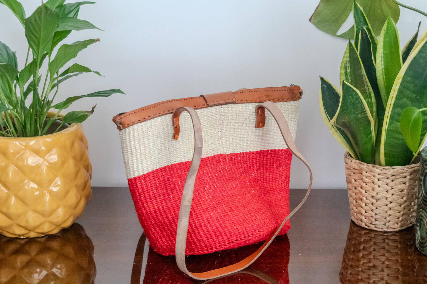 Woven Kiondo Tote Bag- Medium (Handwoven African Bag | Boho Gift for Her | Eco-Friendly Summer)