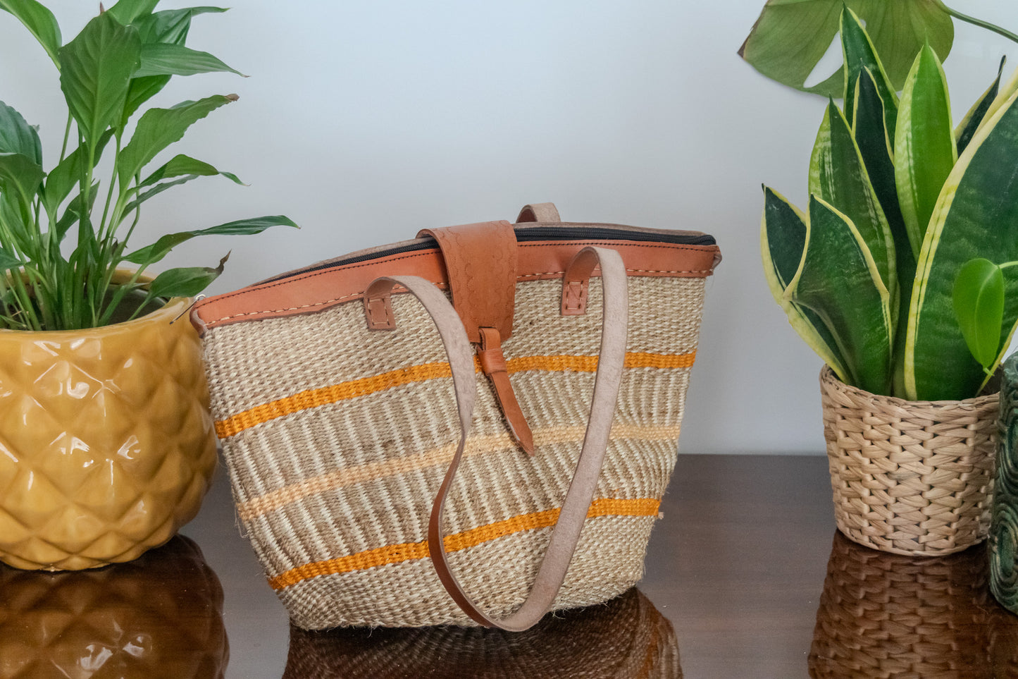Woven Kiondo Tote Bag- Medium (Handwoven African Bag | Boho Gift for Her | Eco-Friendly Summer)
