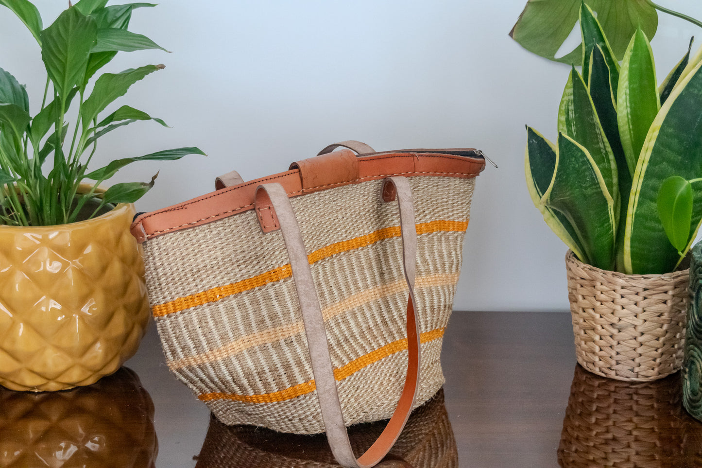 Woven Kiondo Tote Bag- Medium (Handwoven African Bag | Boho Gift for Her | Eco-Friendly Summer)