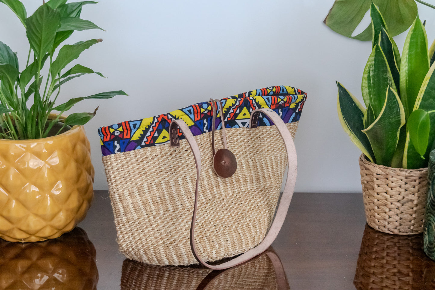 Woven Kiondo Tote Bag- Medium (Handwoven African Bag | Boho Gift for Her | Eco-Friendly Summer)