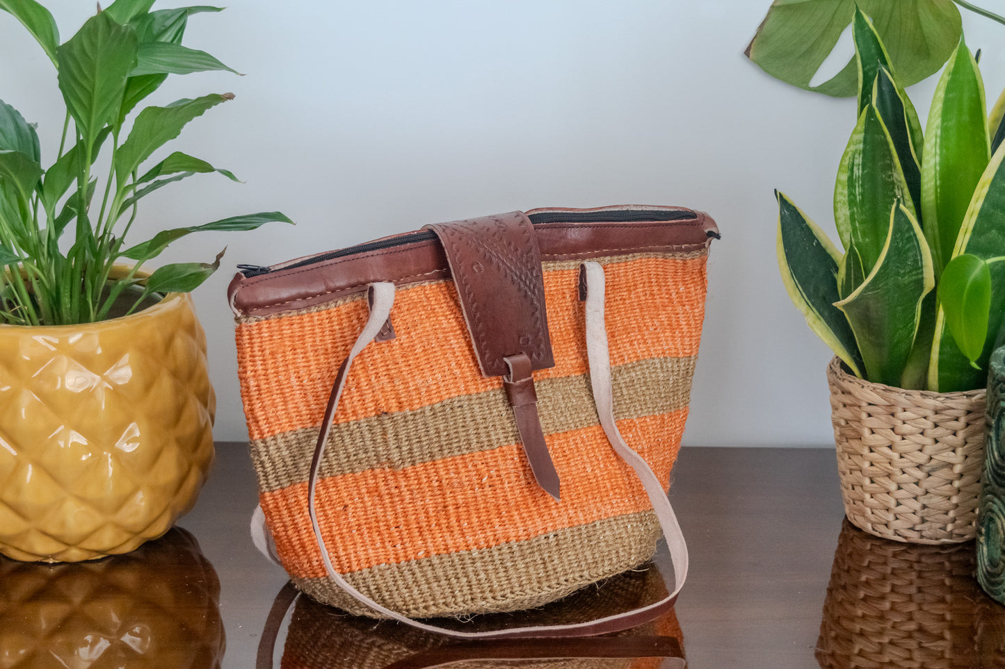 Woven Kiondo Tote Bag- Medium (Handwoven African Bag | Boho Gift for Her | Eco-Friendly Summer)