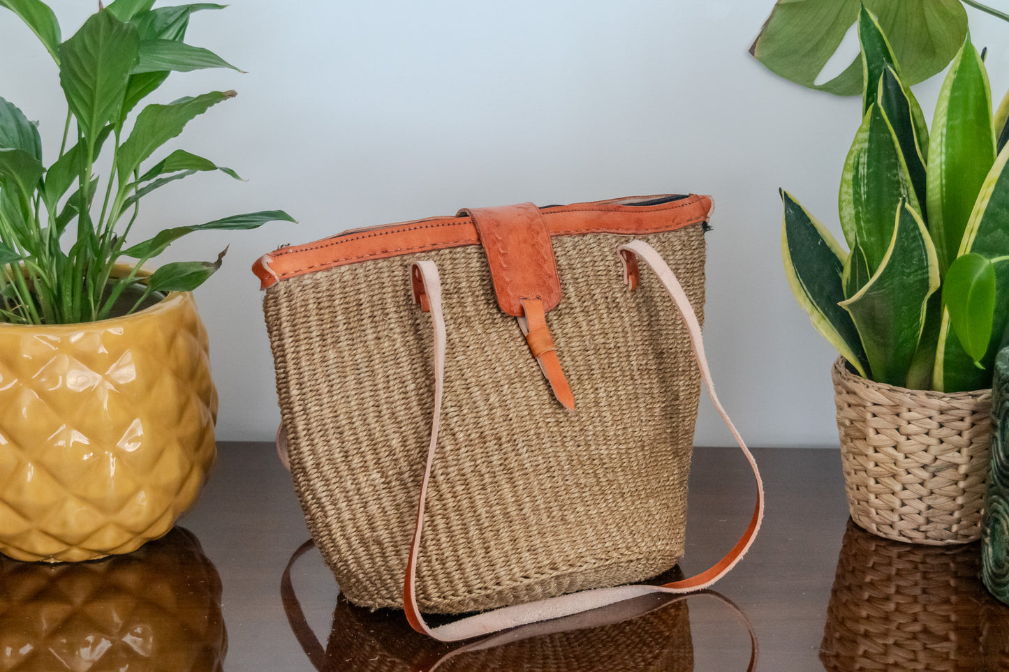 Woven Kiondo Tote Bag- Medium (Handwoven African Bag | Boho Gift for Her | Eco-Friendly Summer)