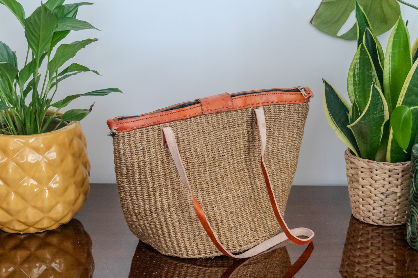 Woven Kiondo Tote Bag- Medium (Handwoven African Bag | Boho Gift for Her | Eco-Friendly Summer)