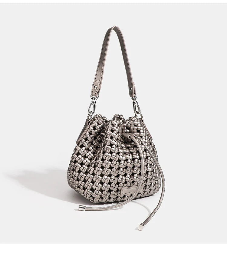 Aurora Weave – Silver Statement Bag