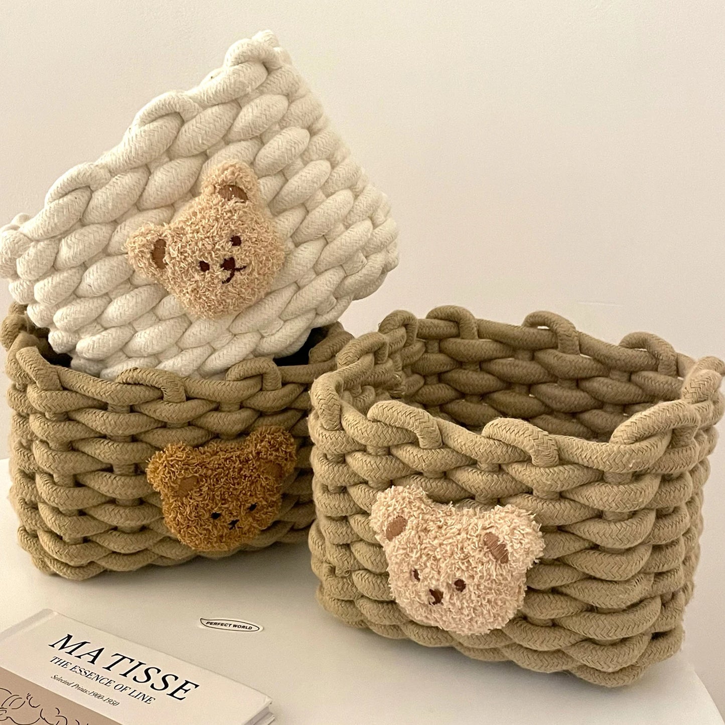 Bear Buddy – Woven Cotton Kids Storage Basket
