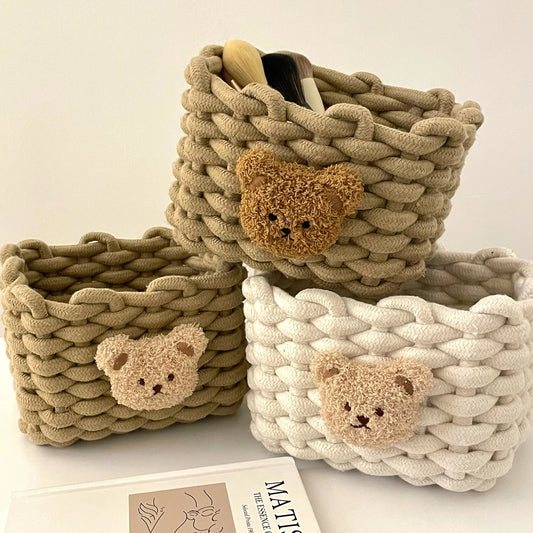 Bear Buddy – Woven Cotton Kids Storage Basket